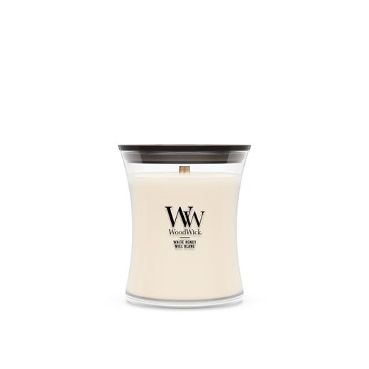 Vela Mediana Hourglass Miel Blanca con mecha de madera WoodWick