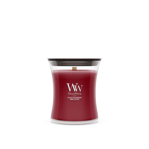 Vela Mediana Hourglass Mora Especiada con mecha de madera WoodWick
