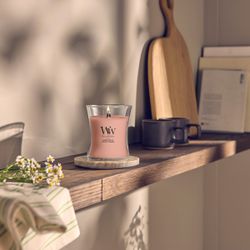 Vela Mediana Hourglass Néctar de Manuka con mecha de madera WoodWick
