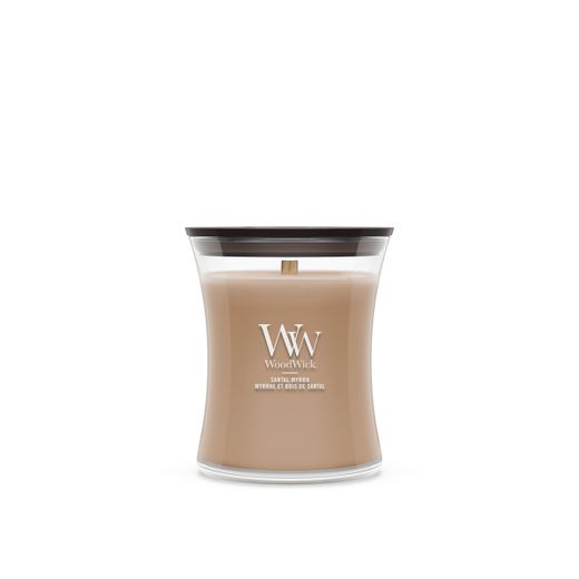 Vela Mediana Hourglass Sándalo y Mirra con mecha de madera WoodWick