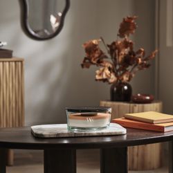 Vela Trilogy Ellipse Café Macchiato con mecha de madera WoodWick