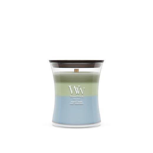 Vela Trilogy Mediana Bosques Verdes con mecha de madera WoodWick